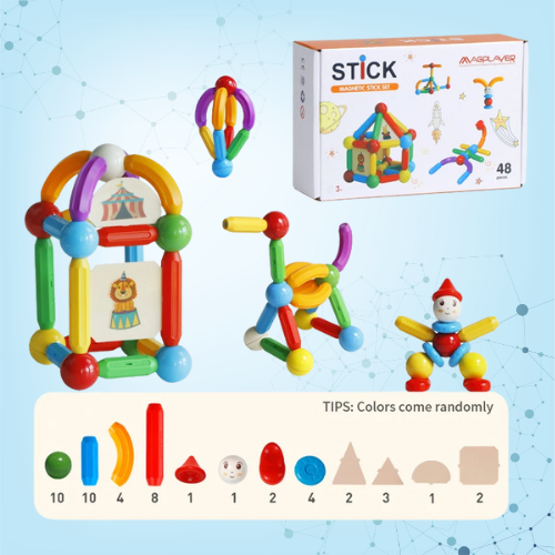 Diy Color Magnet Rods And Balls Construction Game, Educational Building Blocks Toys for Kids