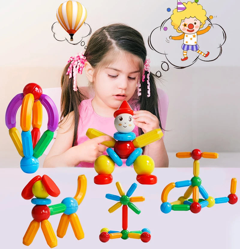 Diy Color Magnet Rods And Balls Construction Game, Educational Building Blocks Toys for Kids