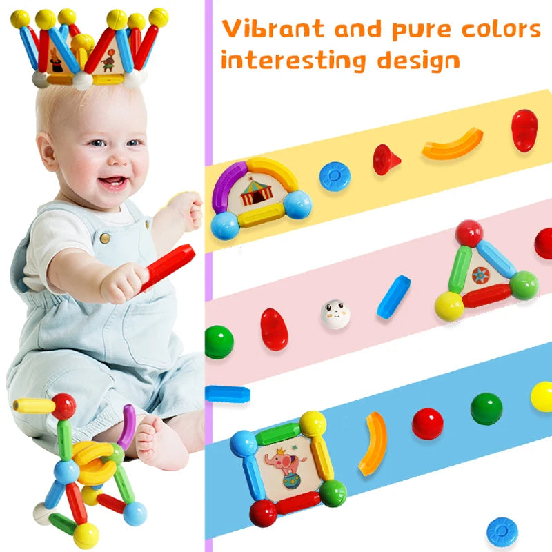 Diy Color Magnet Rods And Balls Construction Game, Educational Building Blocks Toys for Kids