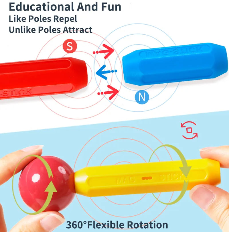 Diy Color Magnet Rods And Balls Construction Game, Educational Building Blocks Toys for Kids