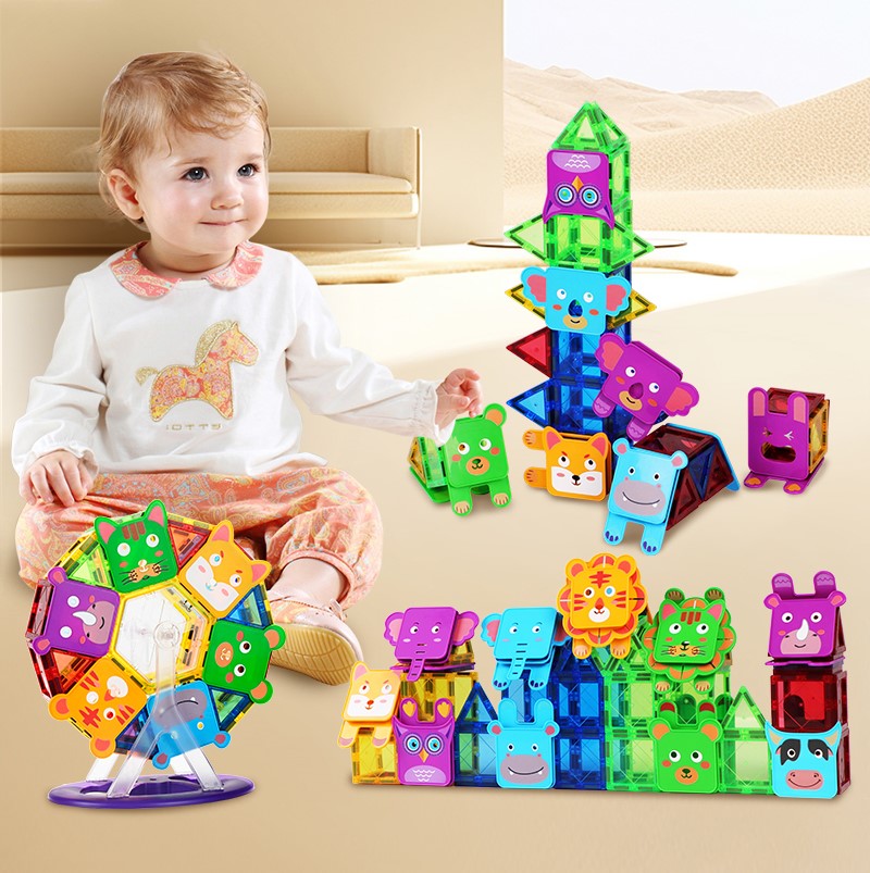 100 PCS Magnetic Tiles for Kids, Stem Learning Toys, Montessori Magnetic Blocks for kids and toddlers