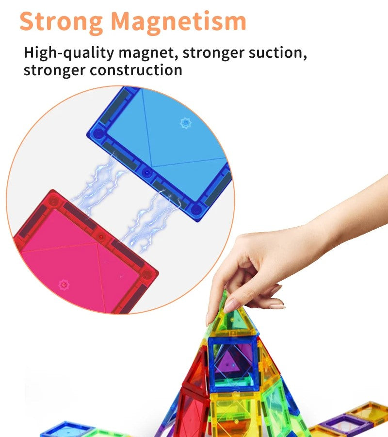 60 pcs Magnetic Tiles for Kids, Stem Learning Toys, Montessori Magnetic Blocks for kids and toddlers
