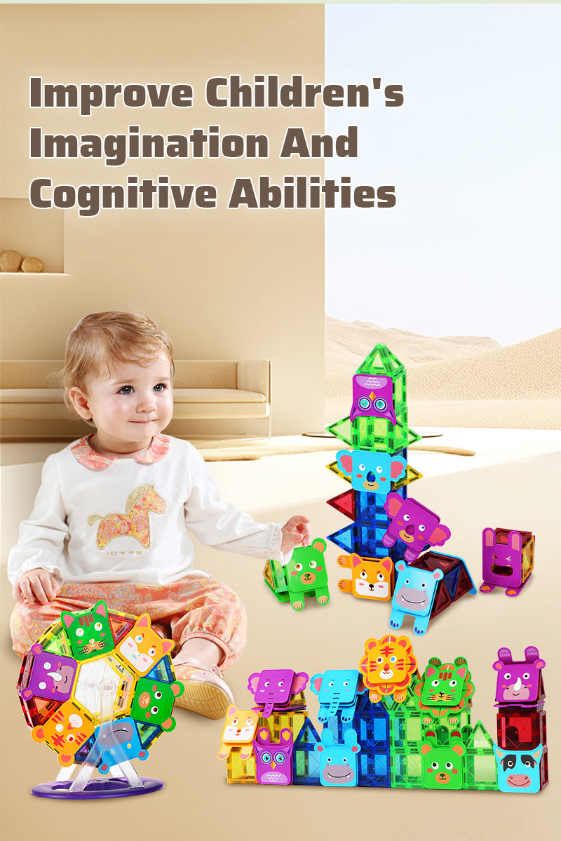 Magnetic Tiles for Kids, Stem Learning Toys, Montessori Magnetic Blocks for kids and toddlers