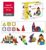 32 Pcs Magnetic Tiles for Kids, Stem Learning Toys, Montessori Magnetic Blocks for kids and toddlers